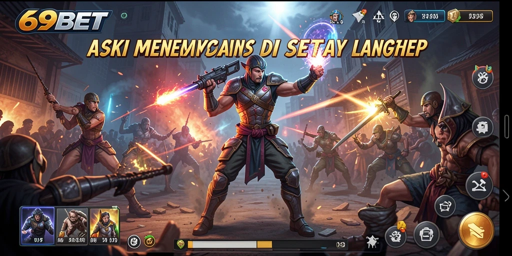 Tampilan gameplay menegangkan dari 69BET saat bertarung melawan musuh.