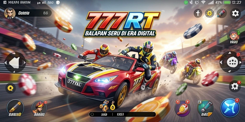 Tampilan gameplay <strong>777RT</strong> yang menegangkan di lintasan balap.