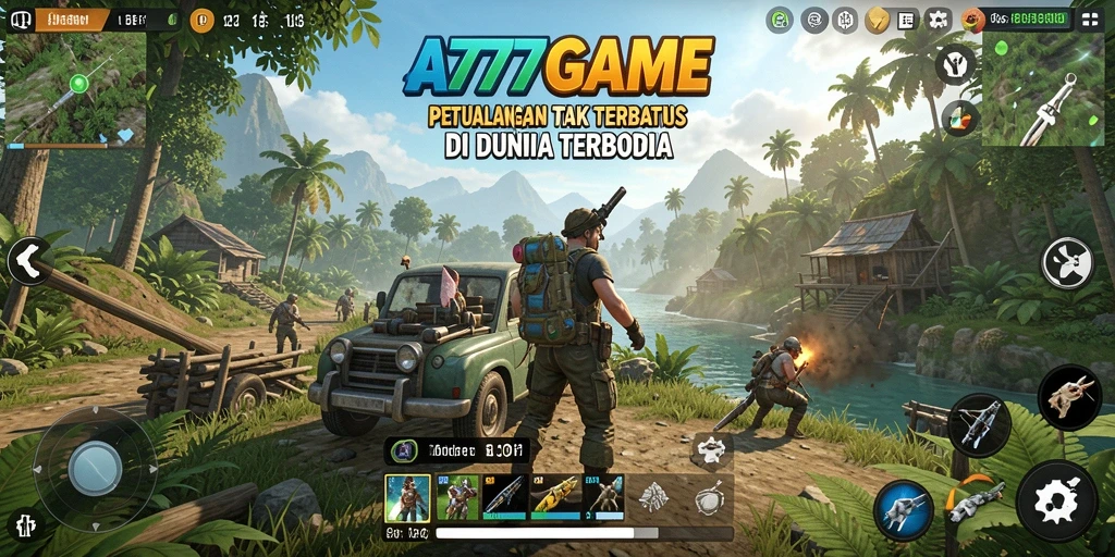 Screenshot gameplay menampilkan eksplorasi luas di A777GAME.