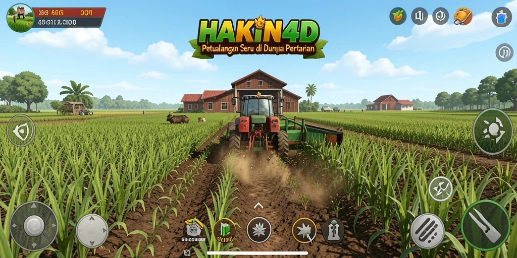 Tampilan gameplay HAKIN4D dengan suasana pertanian yang menawan.