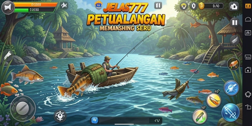 Screenshot gameplay JELAS777 menampilkan aksi memancing yang seru.
