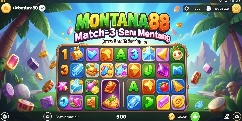 Tampilan gameplay seru di MONTANA88 dengan variasi Match-3.
