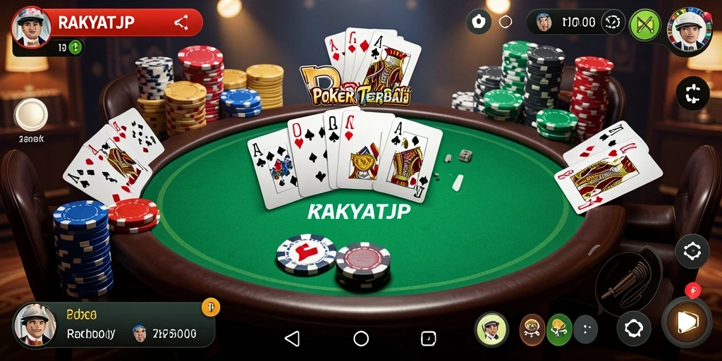 Gameplay RAKYATJP yang menegangkan dan seru dalam permainan Poker.