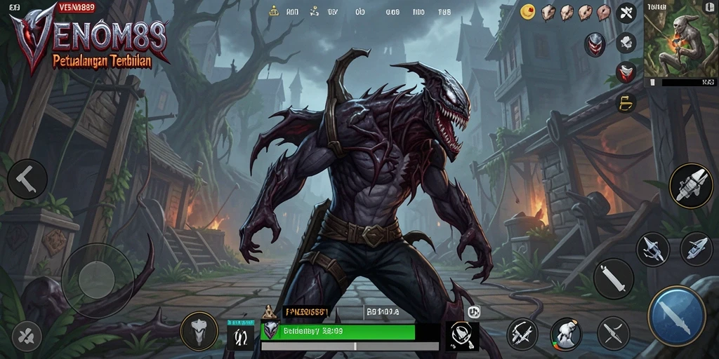Tampilan gameplay menarik dari dunia terbuka yang luas di VENOM889.
